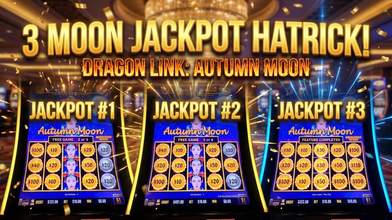 3 MOON JACKPOT HATRICK on Dragon Link: Autumn Moon! #slots #casino #jackpot #dragonlink #autumnmoon