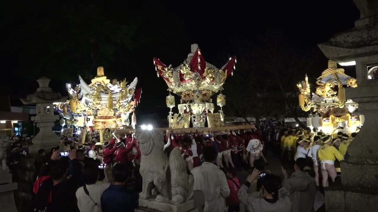【4K】福崎熊野神社例大祭（宵宮）一之宮與位神社　屋台5台練り（中島区・西光寺区・八反田区、吉田区、長目区）
