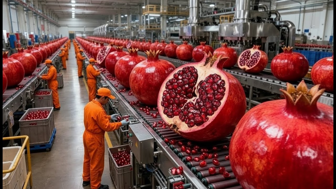 Inside a Modern Pomegranate Factory : From Farm to Delicious Healthy Drink (Full Process)
