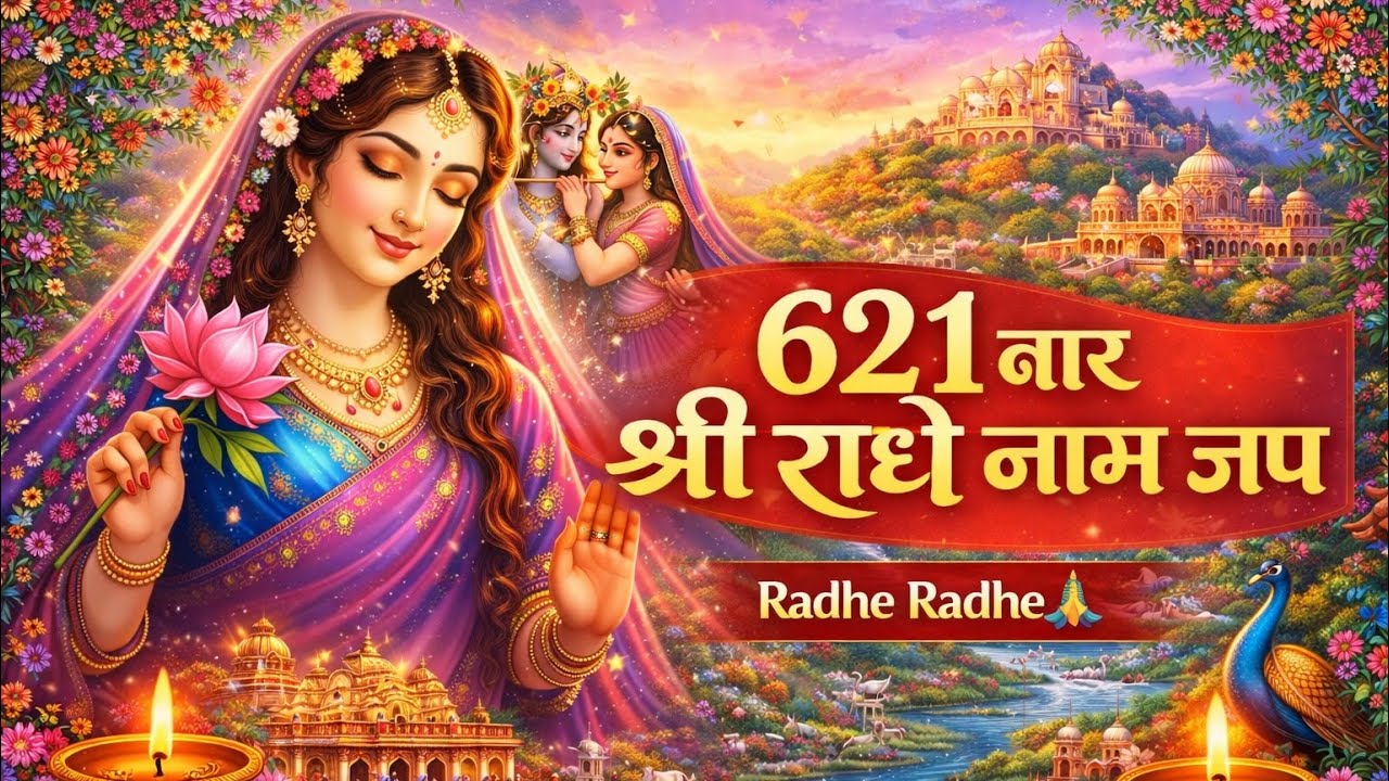 621 बार श्री राधे नाम जप 🙏 | Radhe Radhe | राधा रानी का दिव्य भजन #radheyradhey 