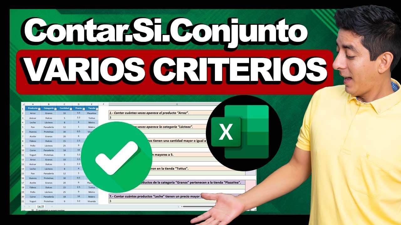 CONTAR.SI.CONJUNTO con Uno o Varios Criterios en Excel (Explicación Clara + Ejemplos Prácticos)