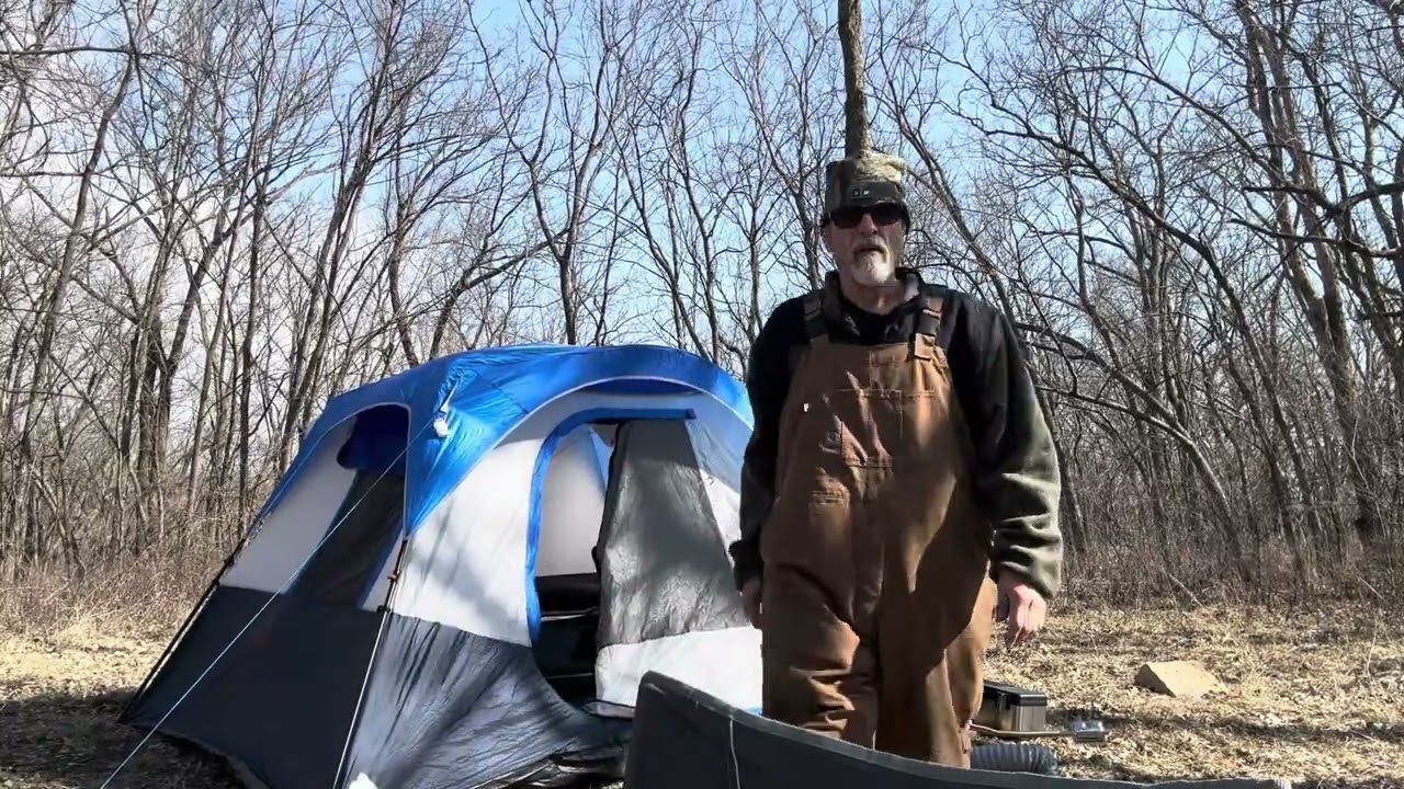 Cold February camp,#camping #hcalory #solocamping #walmarttent