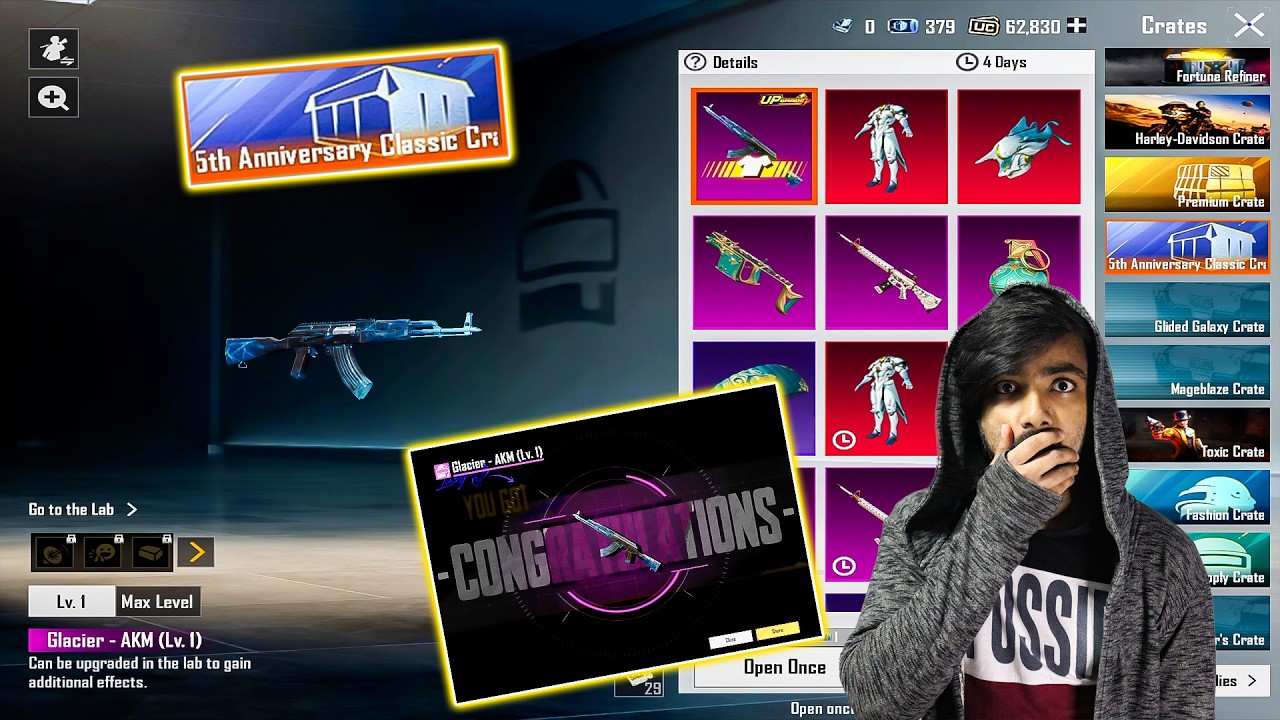 😱 OMG !! AKM GLACIER IN CLASSIC CRATE IS HERE - CLASSIC CRATE OPENING IN BGMI