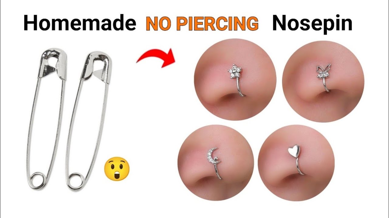 DIY Homemade Nose Pin😍🥰/how to make nose ring with safety pin/homemade nose ring