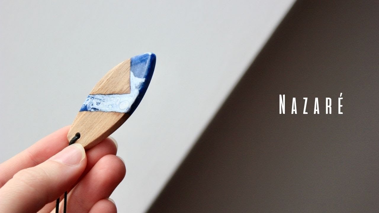 Nazaré | How to make a surfboard with epoxy resin and wood | ASMR Handcrafting surfing jewelry