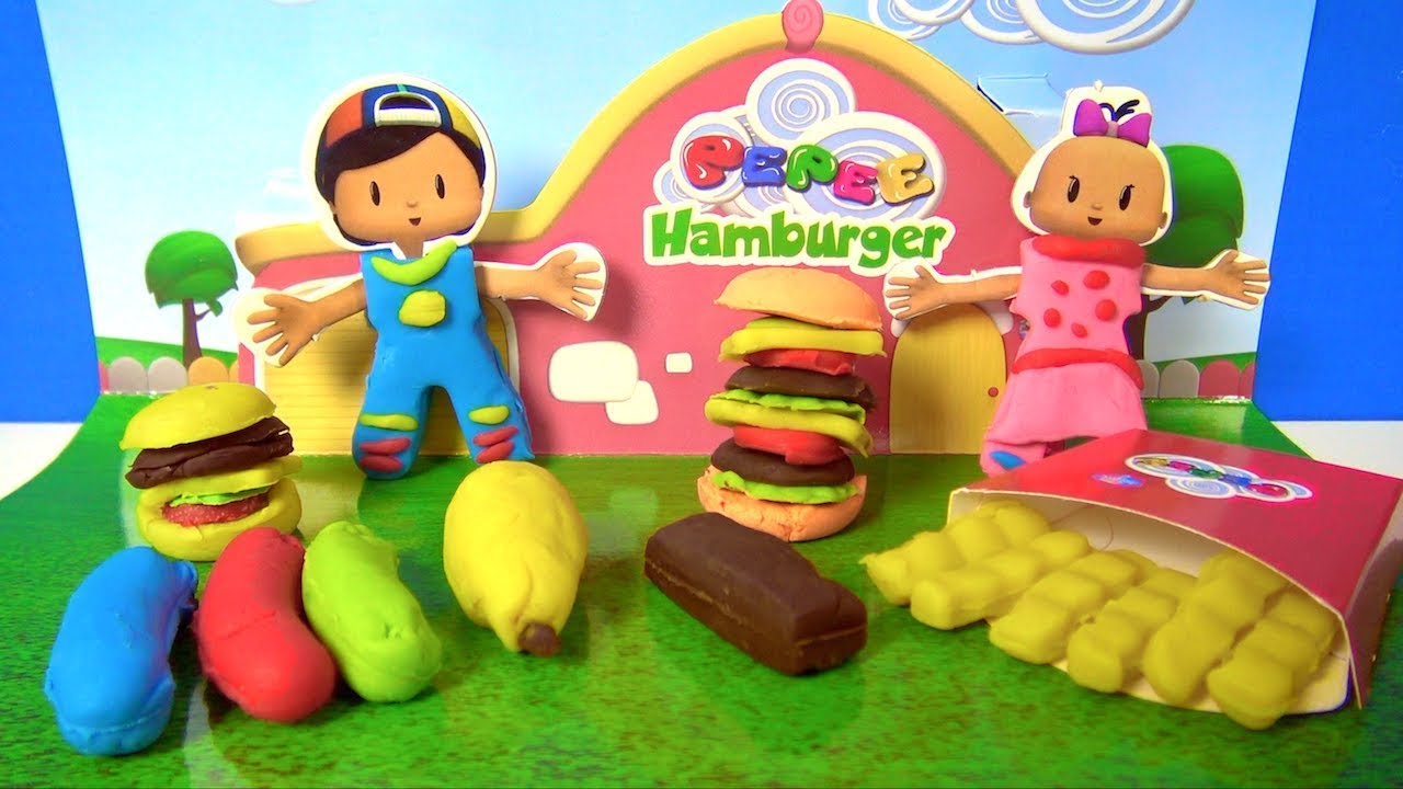 Pepee hamburger oyun hamuru seti açıyoruz Pepee oyun hamuru ile Pepe yaptık Pepee Niloya ve Bebee