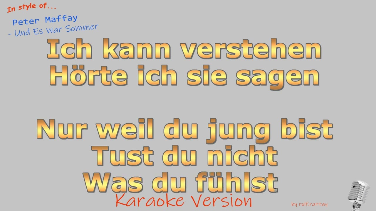 Peter Maffay -  Und es war Sommer - Instrumental und Karaoke