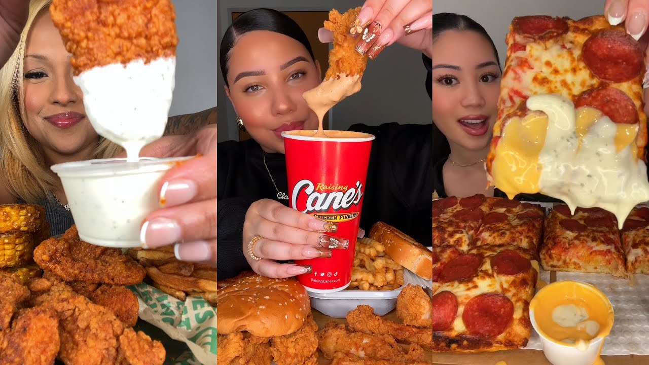 Подборка TIKTOK Mukbang | Wingstop, Cane's, Pizza Hut, McDonald's, Taco Bell и другие!