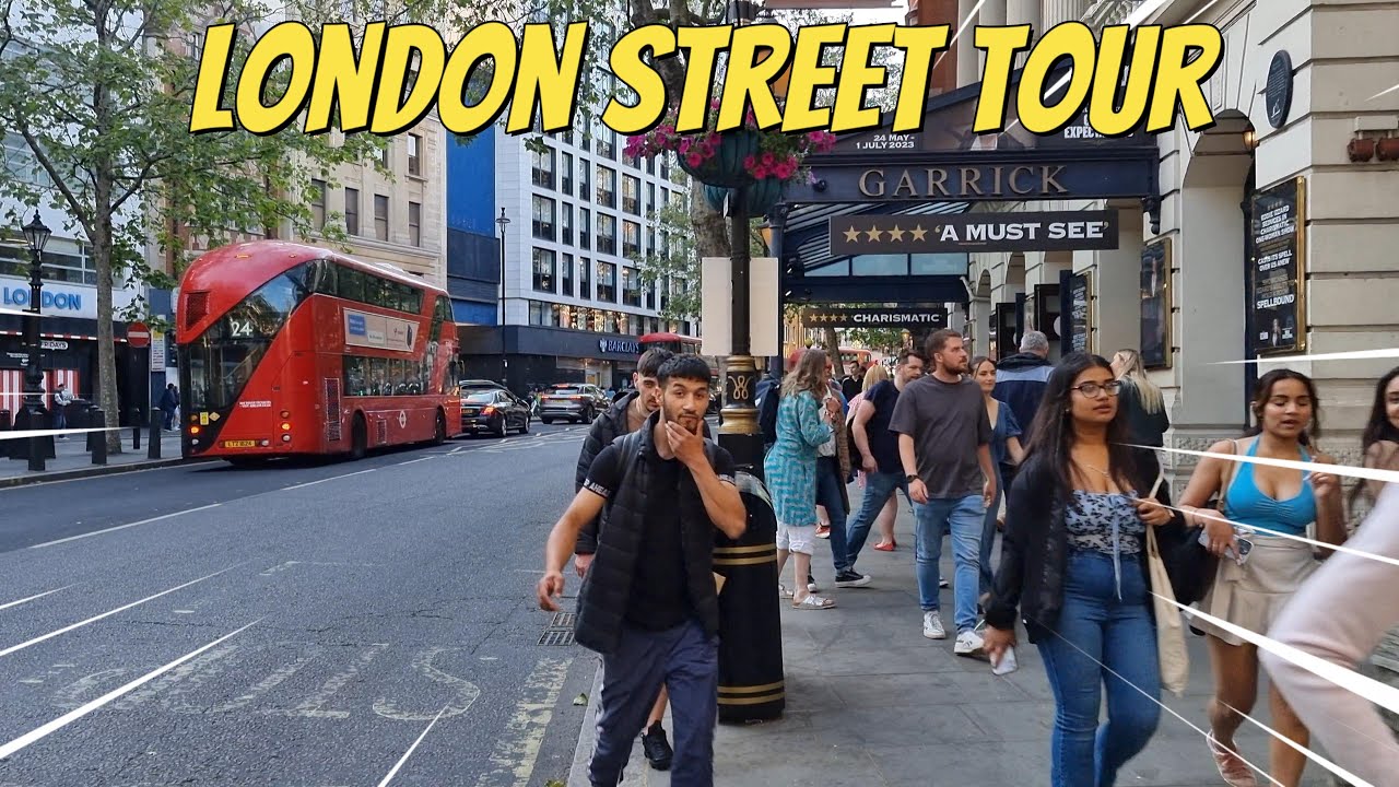A London Summer Walk - Trafalgar Square, Leicester Square, Tottenham Court Road - 4K HDR