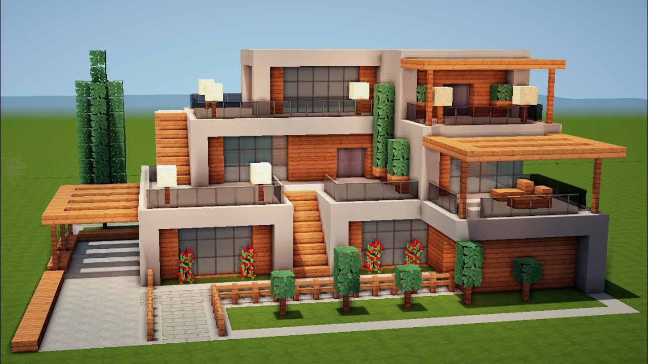 GROßES MODERNES HAUS in MINECRAFT bauen TUTORIAL [HAUS 213]