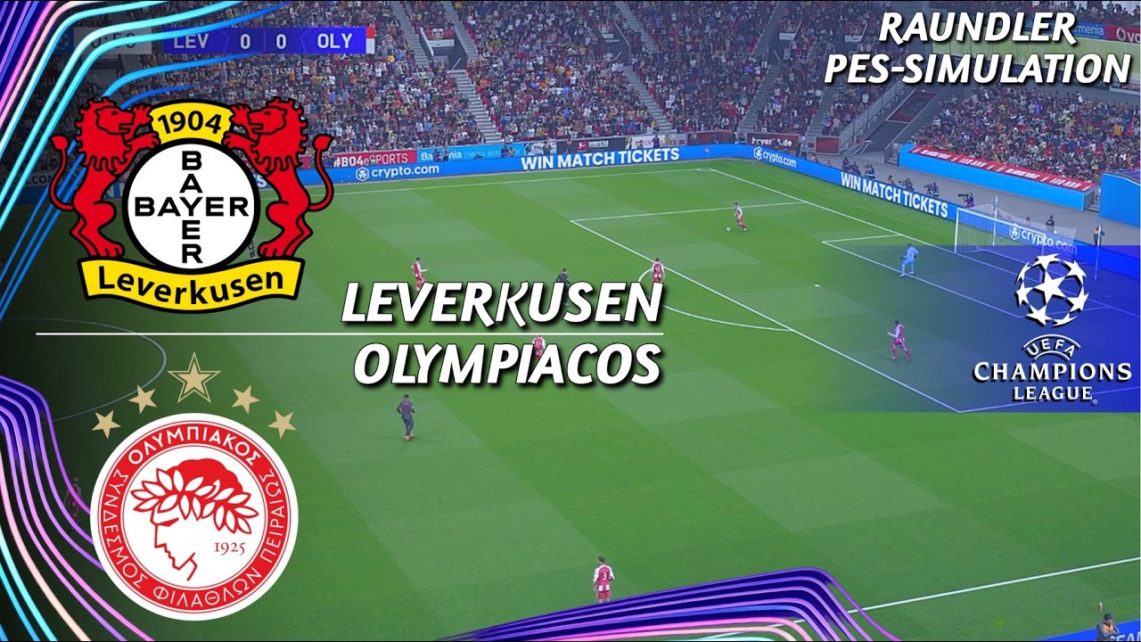 Bayer 04 Leverkusen vs Olympiakos | UEFA Champions League 2025 | PES 21 Simulation