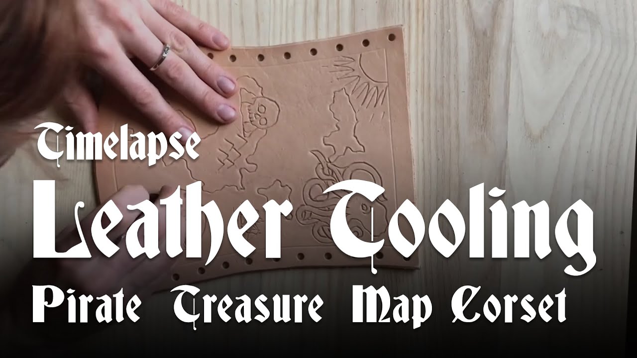 Timelapse of Leather Tooling a Pirate Treasure Map Corset (ASMR)