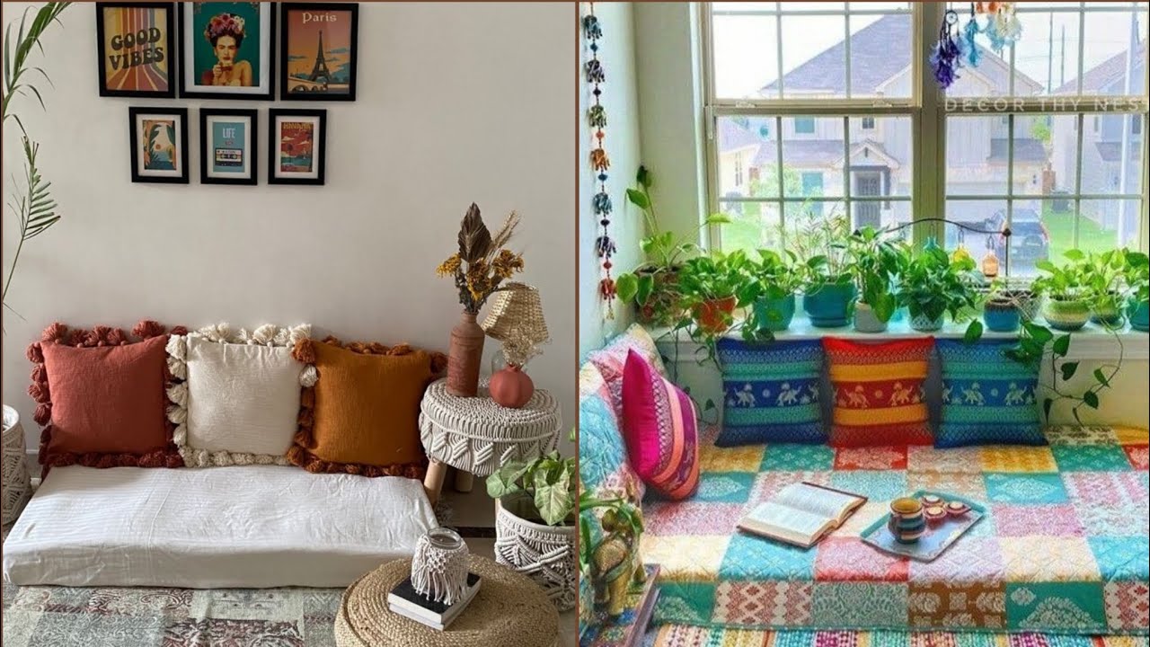 Floor seating ideas for living room and bedroom | Bedroom floor setting #floorseating #livingroom