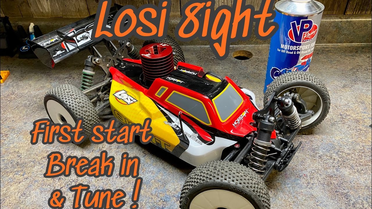 Losi Eight Nitro 1/8 buggy RTR break in and tune VP racing fuel