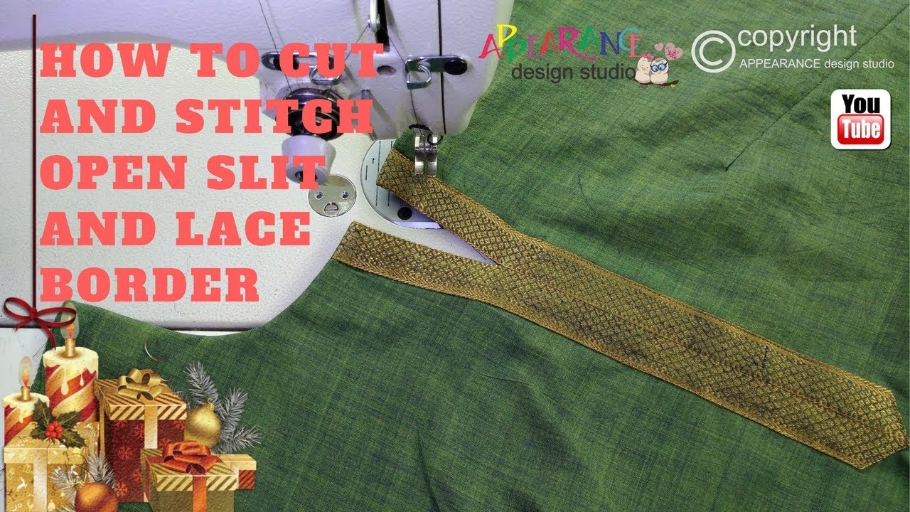 How To Cut And Stitch Open Slit Kurti and lace border attach on neckline