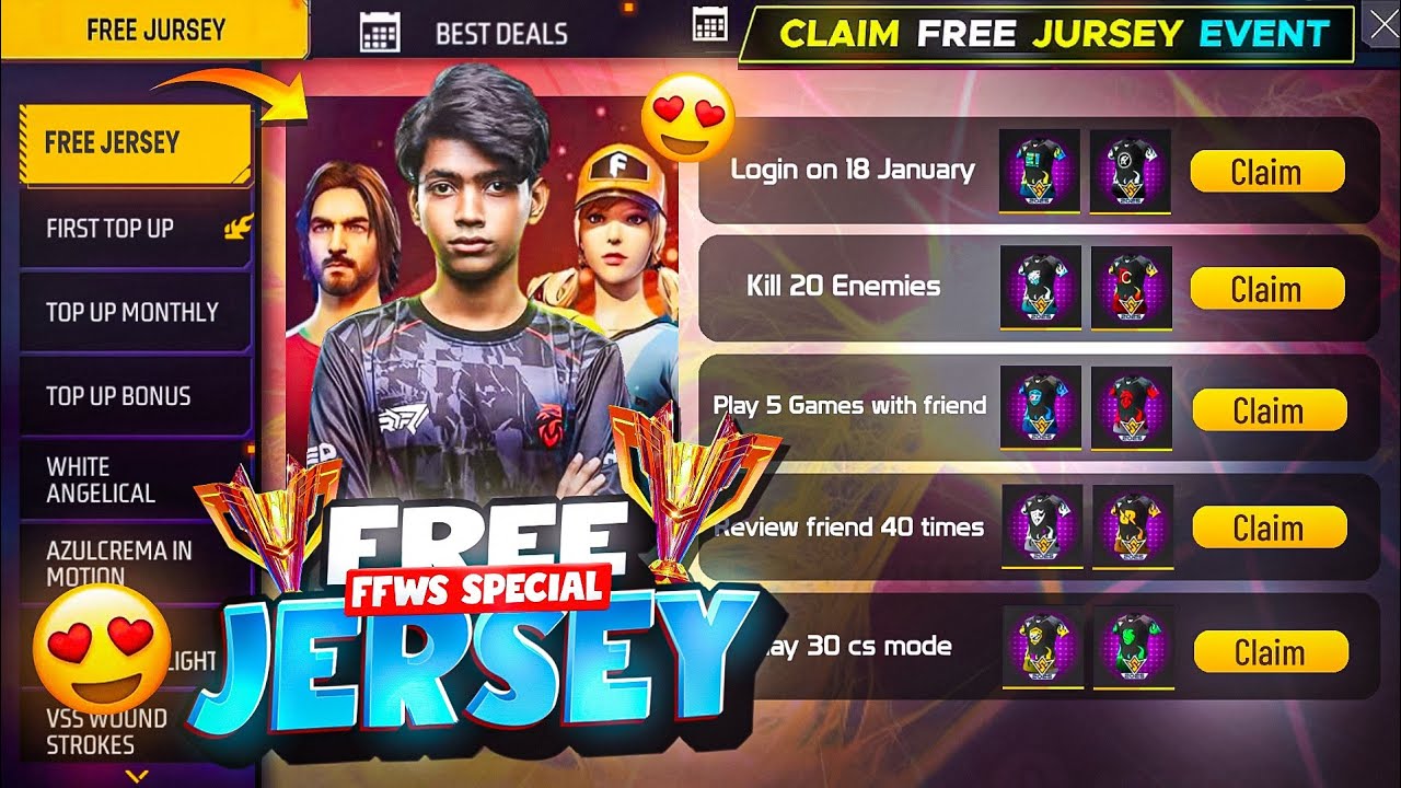 ফ্রিতে সবাই🤩জার্সি নিতে পারবে🔥তাড়াতাড়ি করো | FREE JERSEY EVENT FREE FIRE | FREE FIRE NEW EVENT