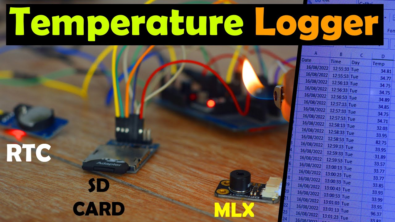 Temperature Logger for MLX 90614 using Arduino SD Card Module, Arduino Data Logger Excel