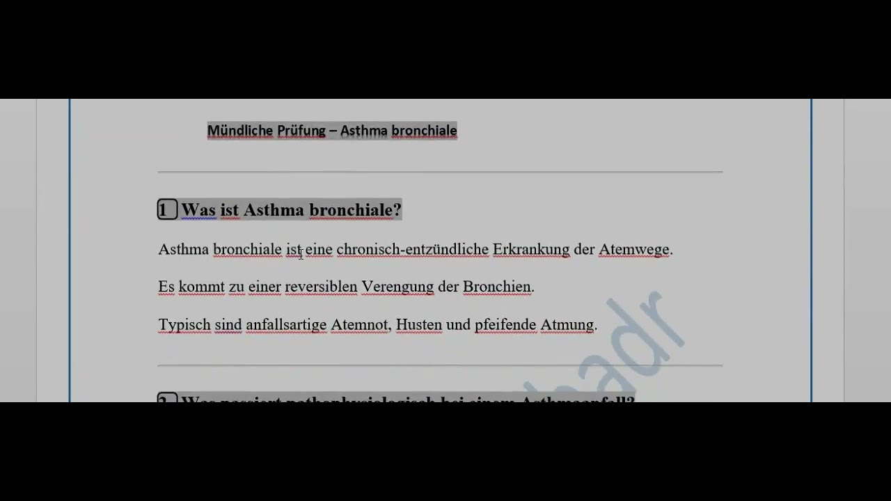 Fallbeispiel von Asthma Bronchaile جزء من معادلة التمريض فى المانيا