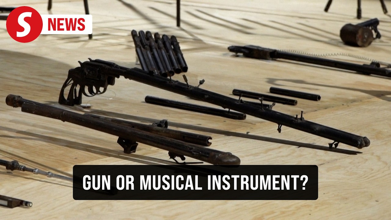 Seized guns converted to musical instruments in Mexico exhibit