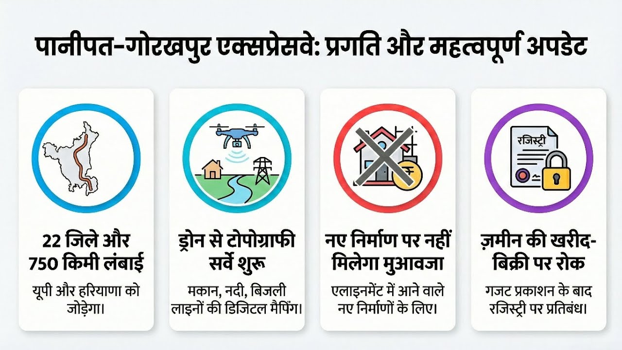 गोरखपुर-पानीपत एक्सप्रेसवे: ड्रोन सर्वे और भूमि अधिग्रहण अपडेट