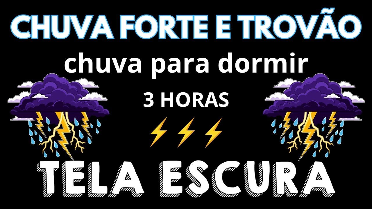 Trovões e chuva para adormecer rapidamente⚡TELA PRETA para dormir⚡Supere a insônia