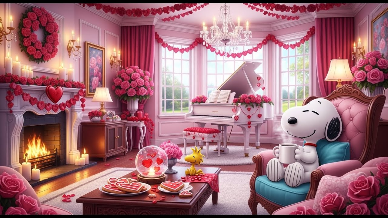 ✨ Snoopy Valentine Pink Room Vibes💕 Soft Lofi for Love, Relax & Study