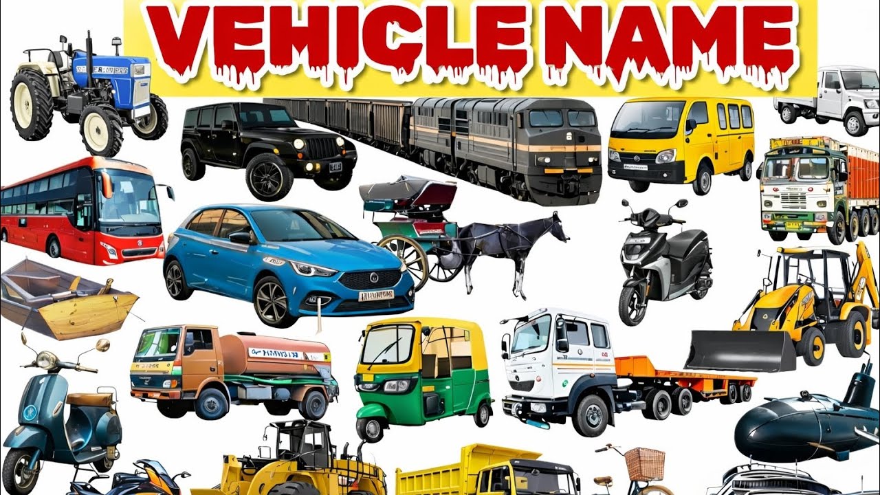 30 गाड़ियों के नाम | Vehicles Name in Hindi & English | Kids Learning Fun 🚗
