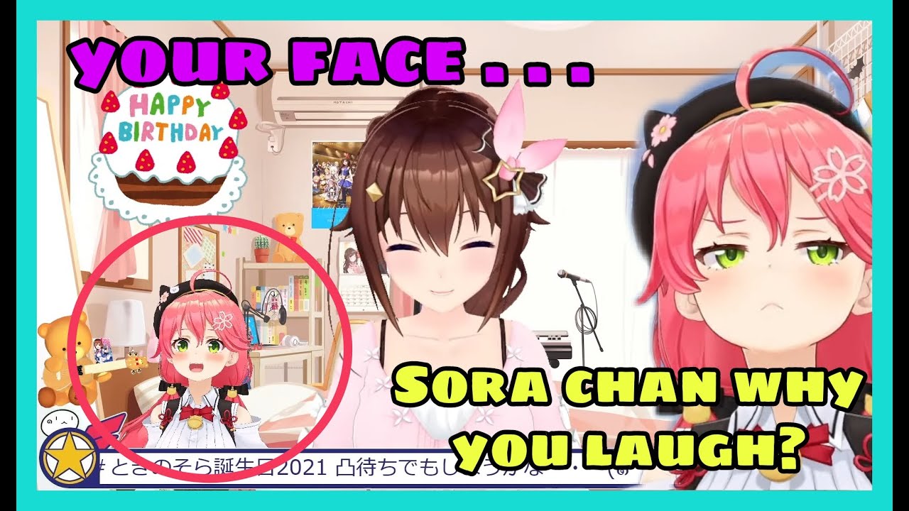Tokino Sora Can't Stop Laughing At Miko Avatar On Her Birthday Stream [Hololive/Eng Sub]