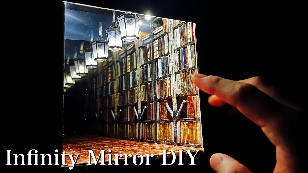 【ミニチュアDIY】IKEAのフレームの中に小さな無限本棚を作ってみた！インフィニティミラー ~How to make an infinite bookshelf~