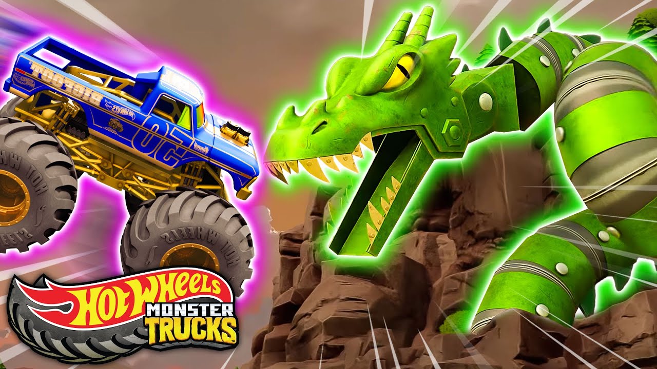 Haie 🦈 vs Dinos 🦖 vs Drache 🐉 | Hot Wheels Monster Trucks