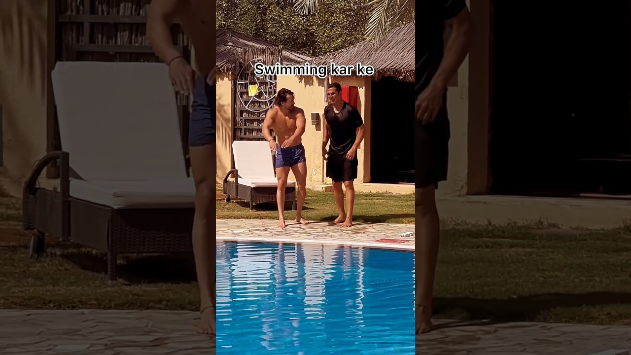 HILARIOUS 🤣 #tigershroff smartly wins the #swimming race with #akshaykumar 🤩 #bademiyanchhotemiyan
