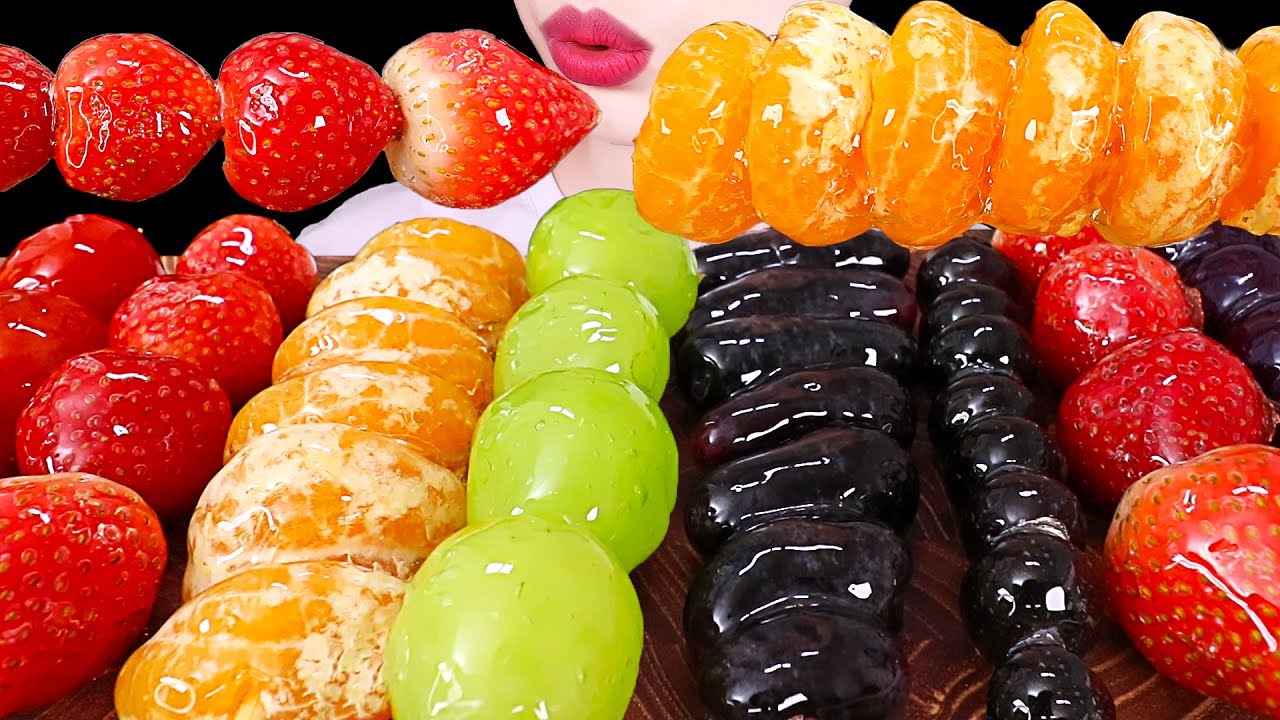 ASMR MUKBANG｜TANGHULU * CANDIED FRUITS, STRAWBERRY, GRAPE, CHERRY, TANGERINE EATING SOUNDS 과일 탕후루 먹방