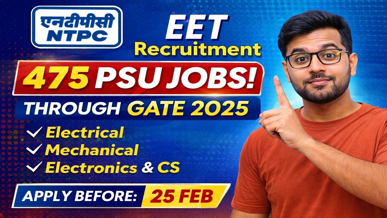 NTPC EET Recruitment 2026 | 475 PSU Jobs Through GATE 2025 🔥 Apply Now #ntpcapplylink