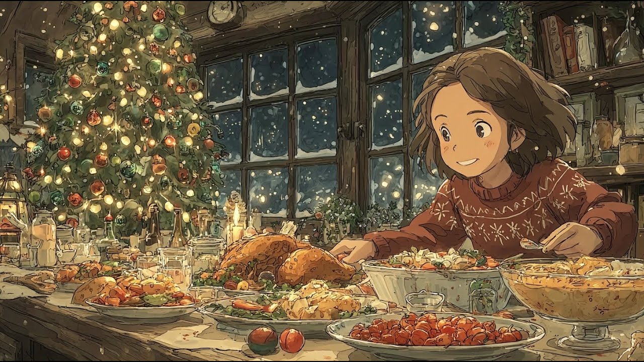Ghibli Style Christmas at the Secret Forest Cottage | Cozy Ghibli Style ASMR