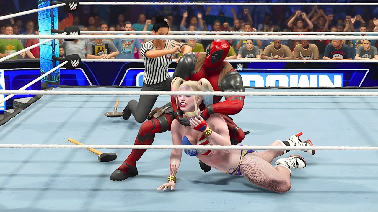 Deadpool And Harley Quinn Clash in WWE Intergender Match | WWE 2K23