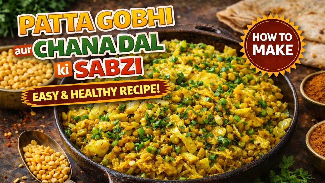 Patta Gobhi aur Chana Dal ki Sabzi🤤 | Step by Step Easy Method #food #viral #trending #youtubecreat 