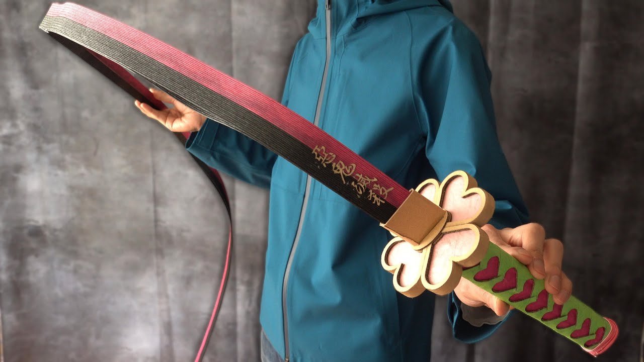 ペーパークラフト/甘露寺蜜璃の日輪刀を作る/鬼滅の刃 #つくるさん