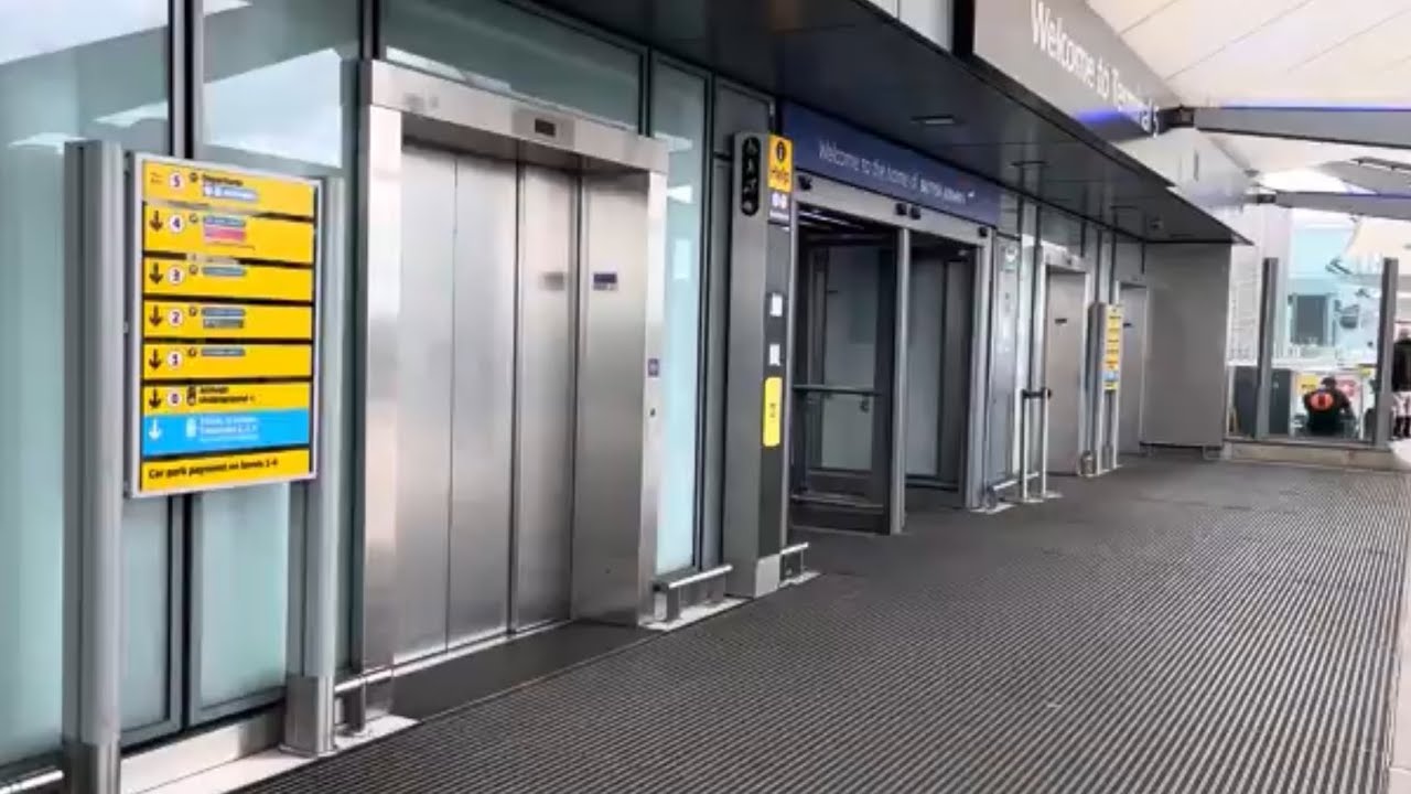 AMAZING Scenic Schindler Traction Exterior Elevators @ Terminal 5-Heathrow Airport-London, UK