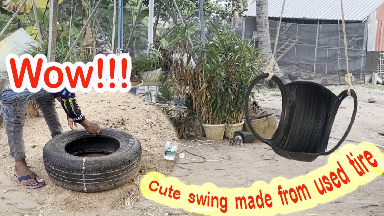 Cute swing made from used tire.