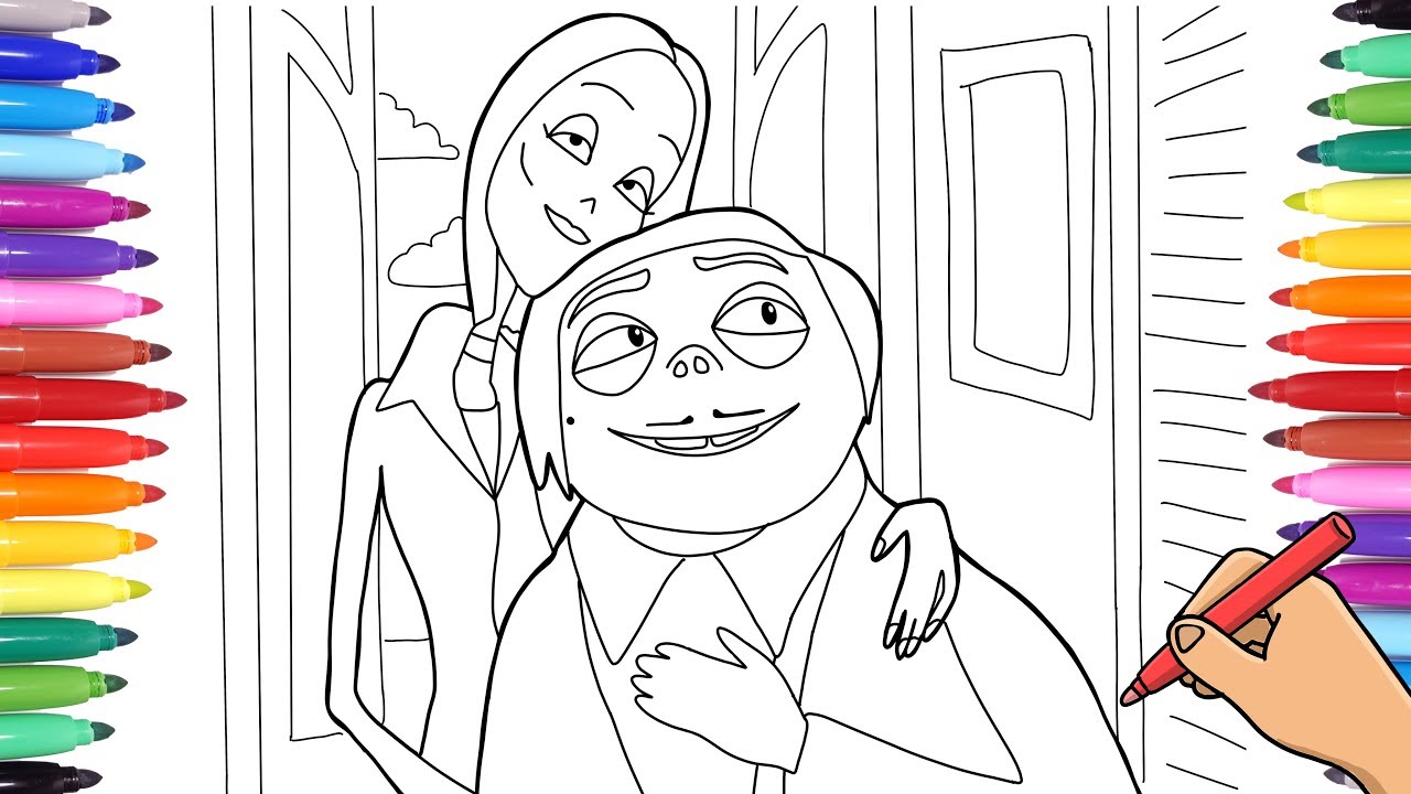 THE ADDAMS FAMILY COLORING PAGES FOR KIDS - THAE ADDAMS FAMILY CARTOON 2019 MORTICIA AND GOMEZ