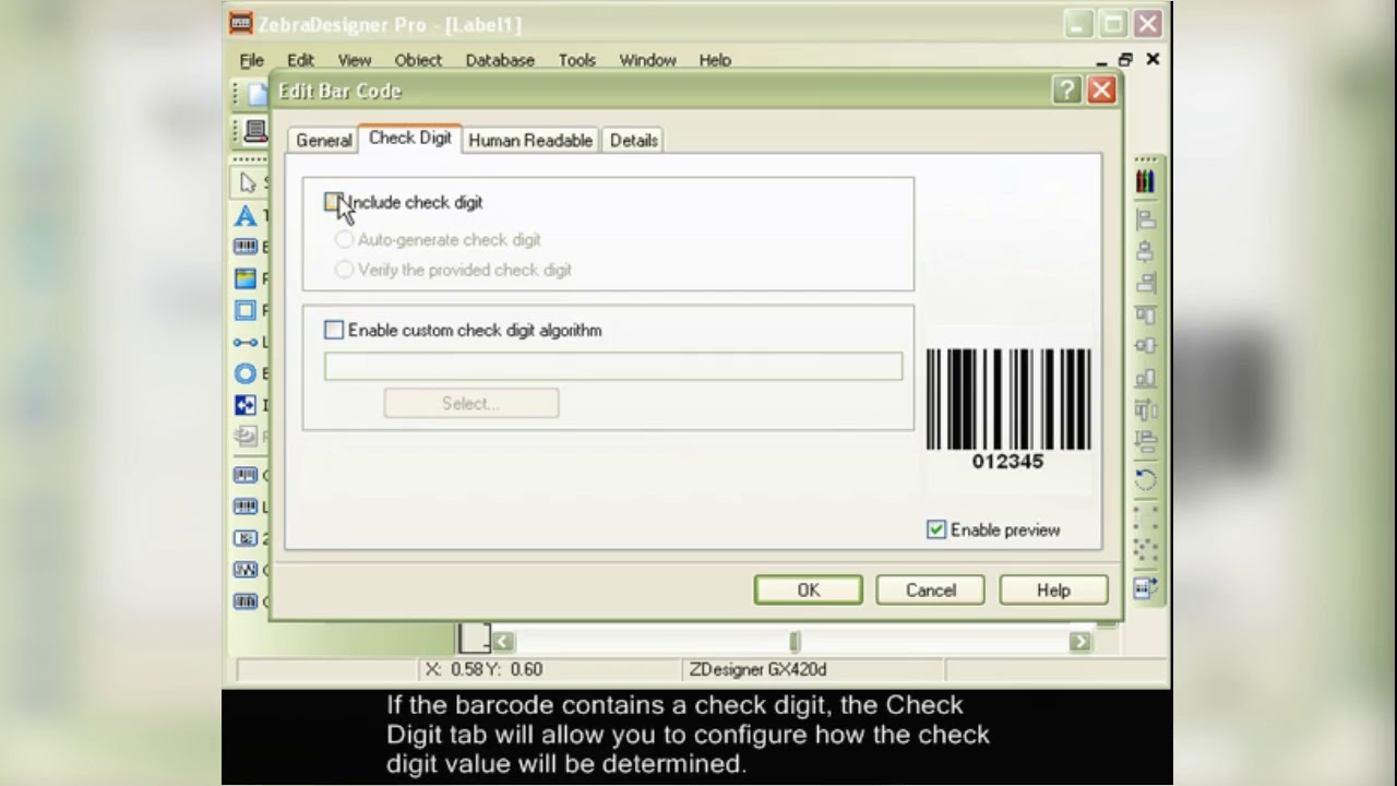 Zebra Designer Software Creating a barcode with fixed data