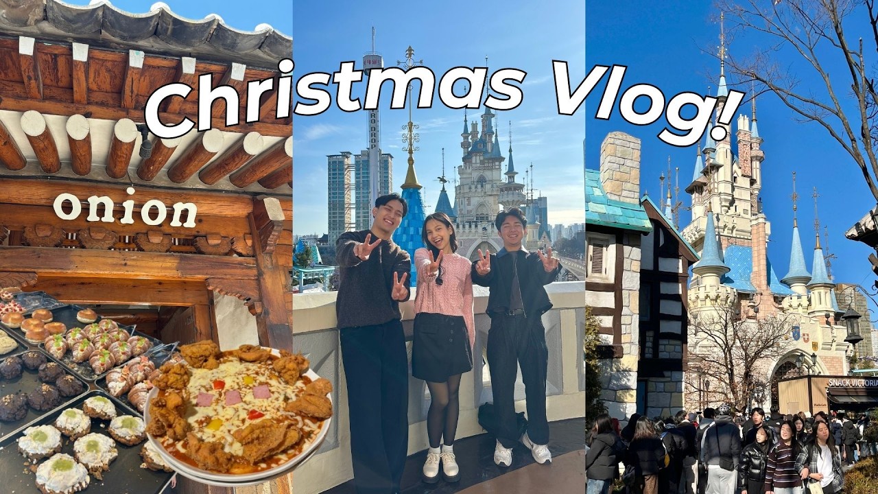 christmas vlog 🎄 part 1: lotte world, korea univ visit & delicious eats with rafael & andreas coc