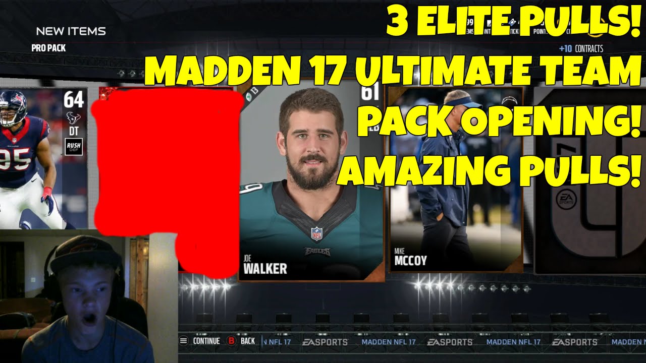 3 ELITE PULLS! HOLY SH!T! MADDEN 17 ULTIMATE TEAM PACK OPENING! AMAZING PULLS!!