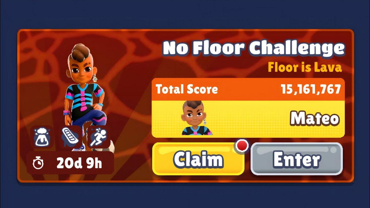 Subway Surfers : Floor is Lava 🔥Challenge to get Mateo on Subway Surfers Mexico Halloween 2025