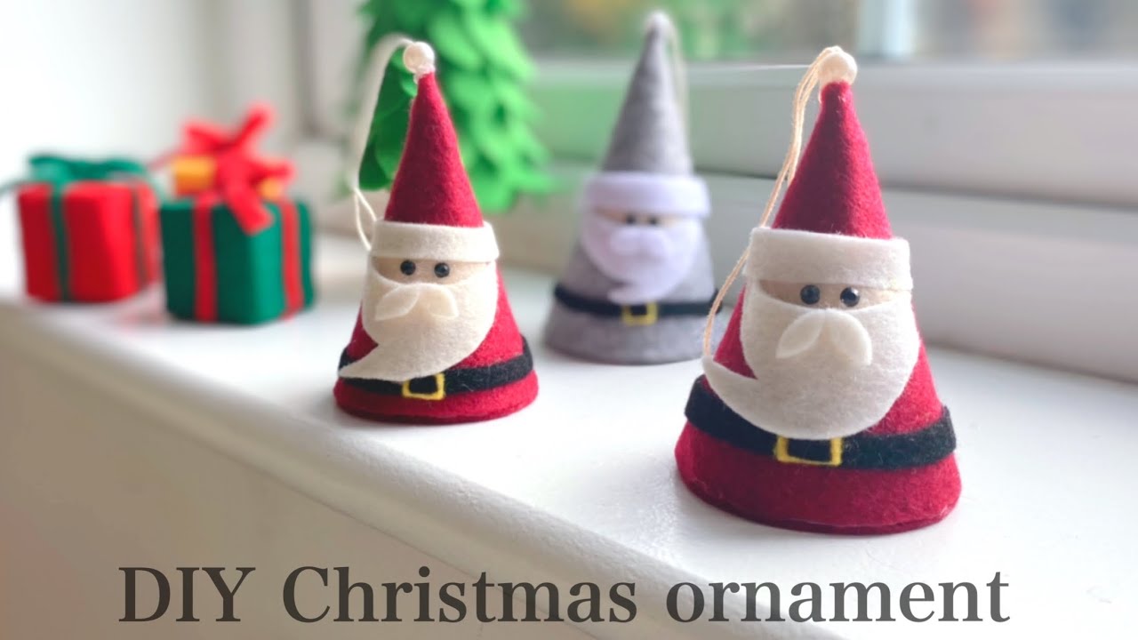 【Не нужно шить】　DIY Как сделать фетровое рождественское украшение /DIY фетровый Санта Клаус