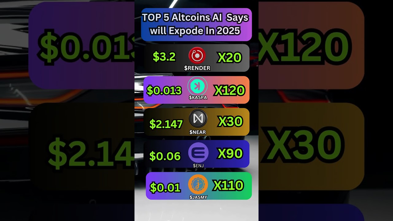 Top 5 Crypto Gems AI Says Will 100x by 2025! | Don't Miss These Altcoins Kaspa  Render ENJ!🔥