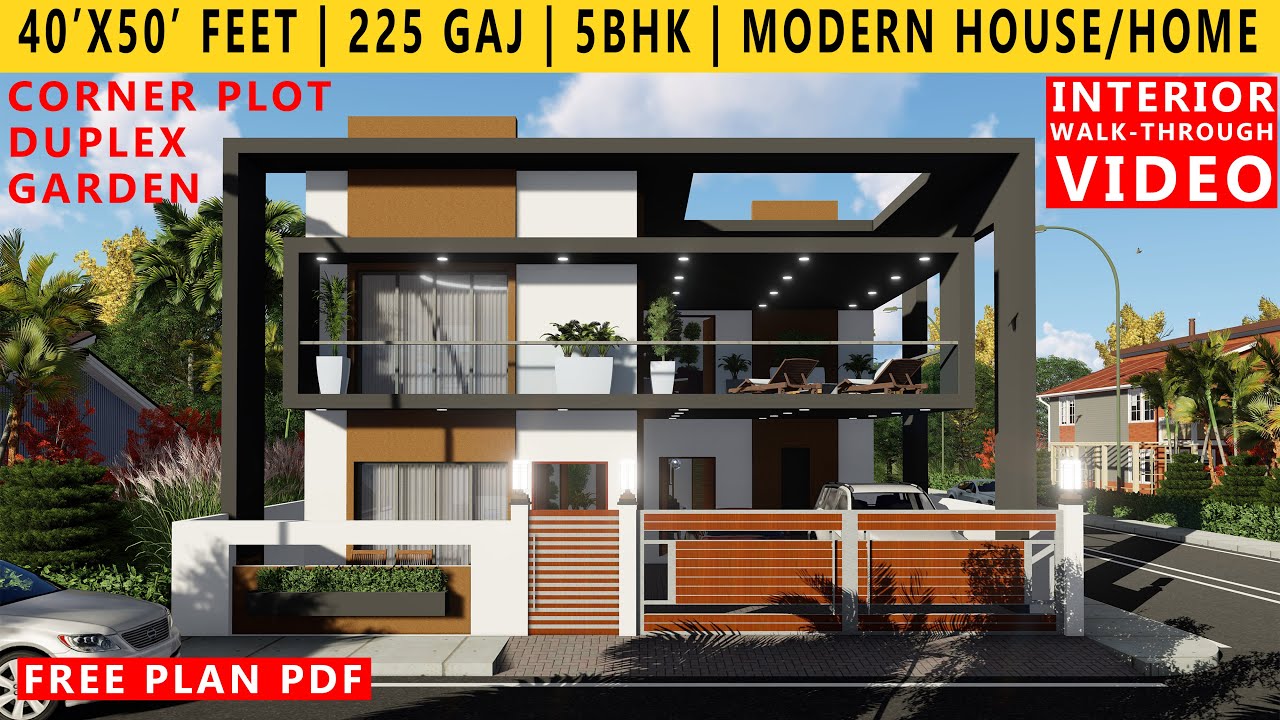 40' x 50' FEET MODERN HOUSE PLAN | 5BHK BUNGALOW  | 225 GAJ | 2000 SQFT | HOME DESIGN | DUPLEX #PLAN