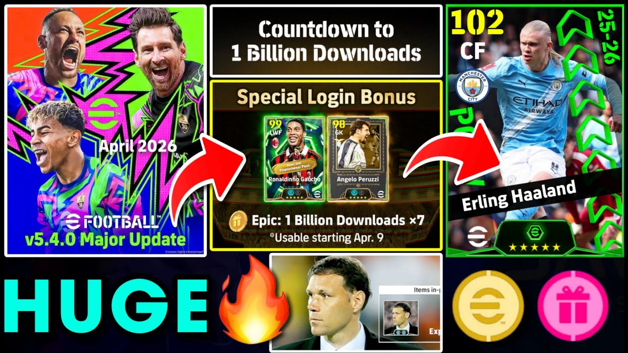 eFootball&trade; 2026, новые обновления в четверг!! Новые ежедневные игры: эпические персонажи, менедже...