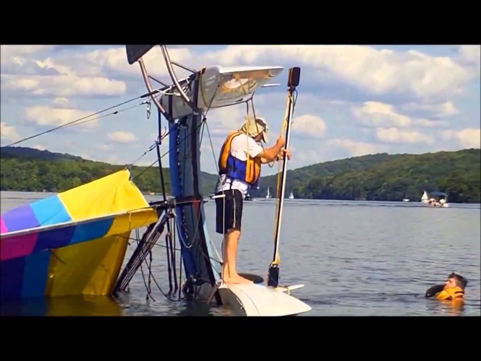 Righting a H18  with righting pole