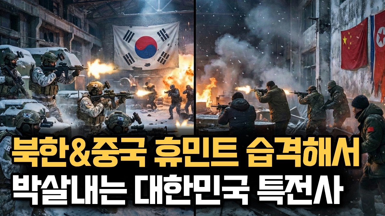 휴민트들의 대한민국 침투계획!! 북한&중국 고위 관리와 휴민트들이 폐공장에서 대한민국 침입계획을 세우는중, 그 현장을 급습하는 대한민국 특수부대 7인